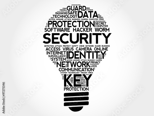 SECURITY bulb word cloud, business concept