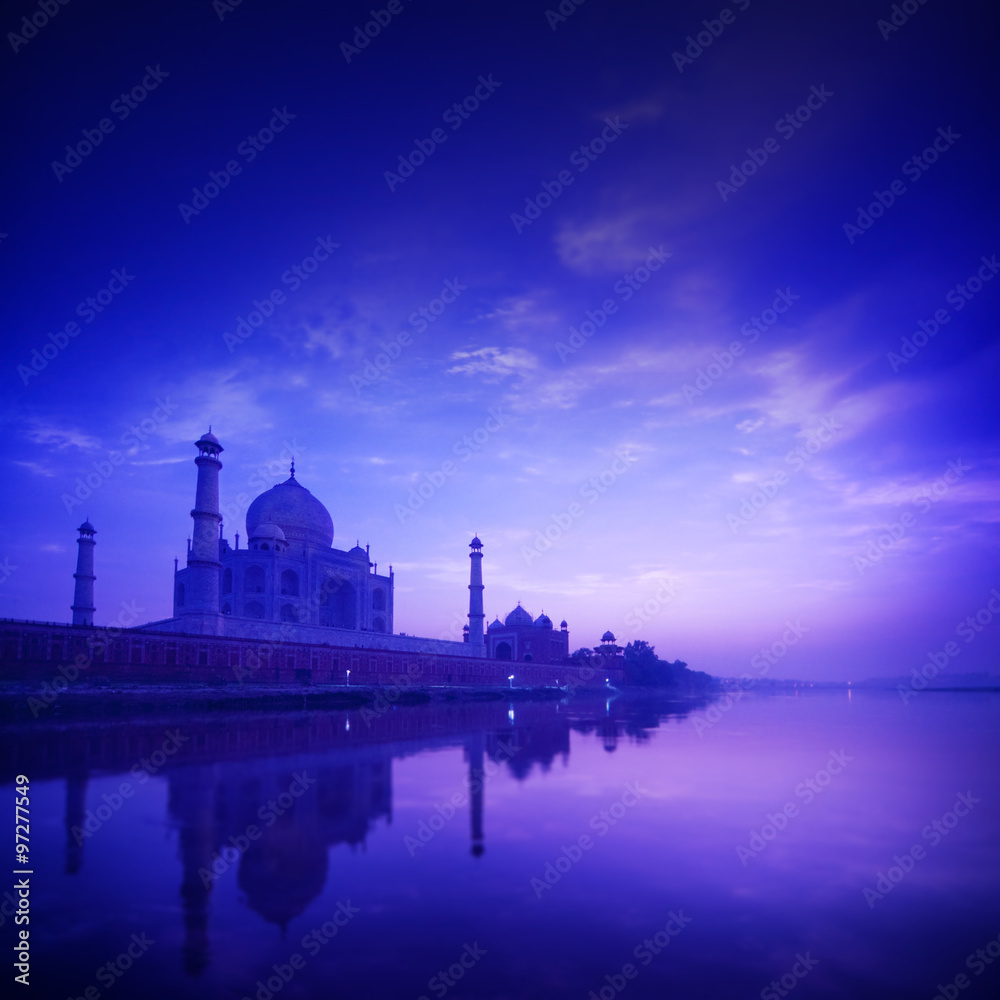 Taj Mahal Agra India on blue hour