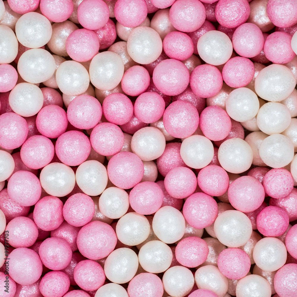 pink and white sugar pearls