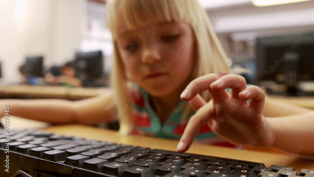 Cute pupil in computer class