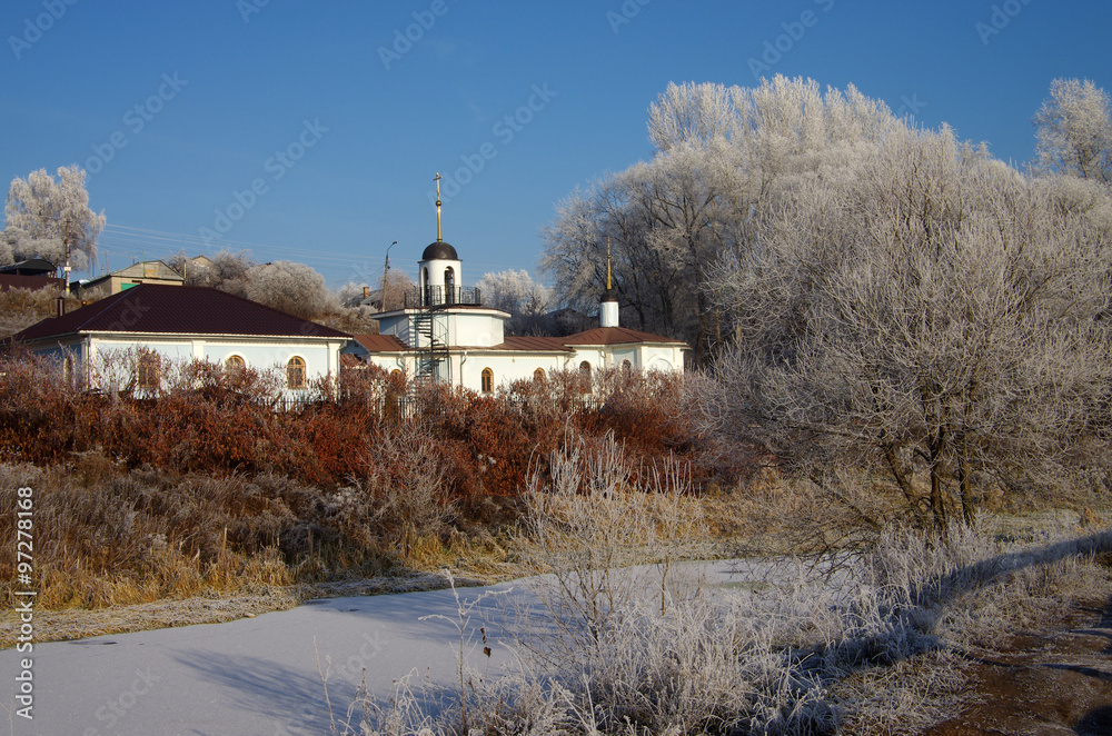Winter day in the Russian village.