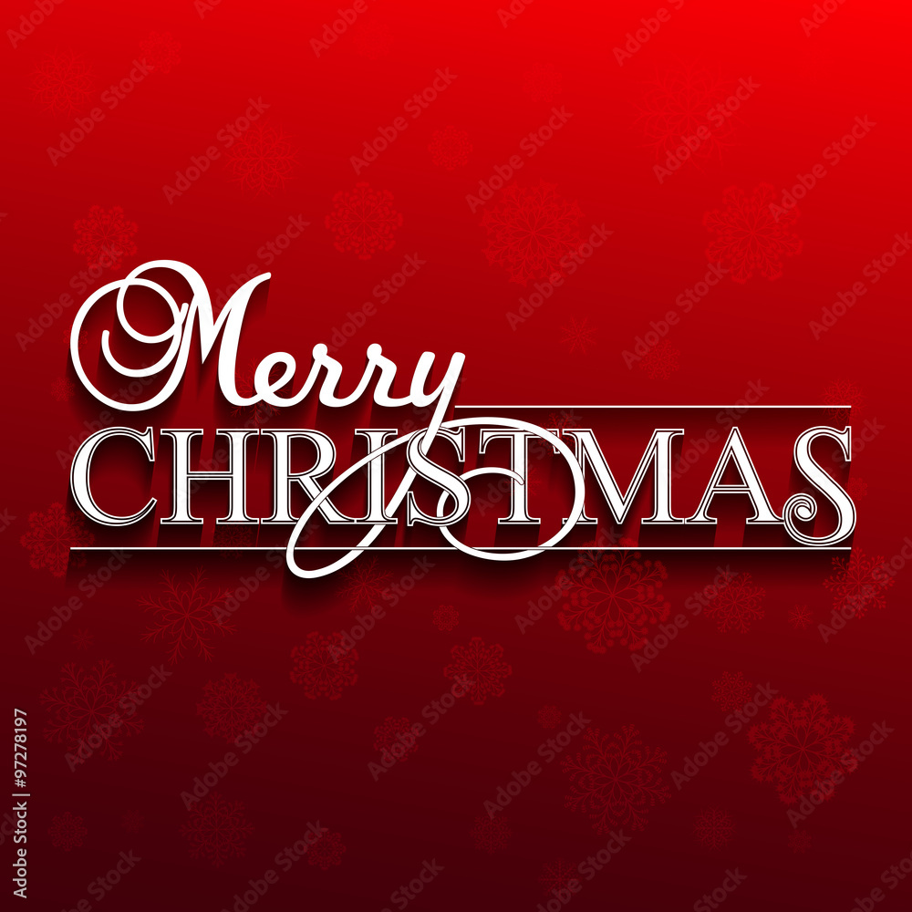 Naklejka premium Merry Christmas message and red background with snowflakes.