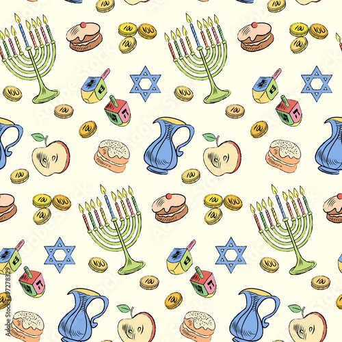 Hanukkah seamless pattern