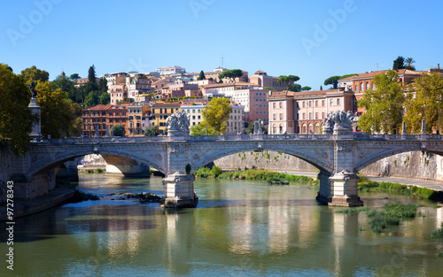View towards the Ponte Sant'Angelo, Vatican and other buildings in Rome during the day