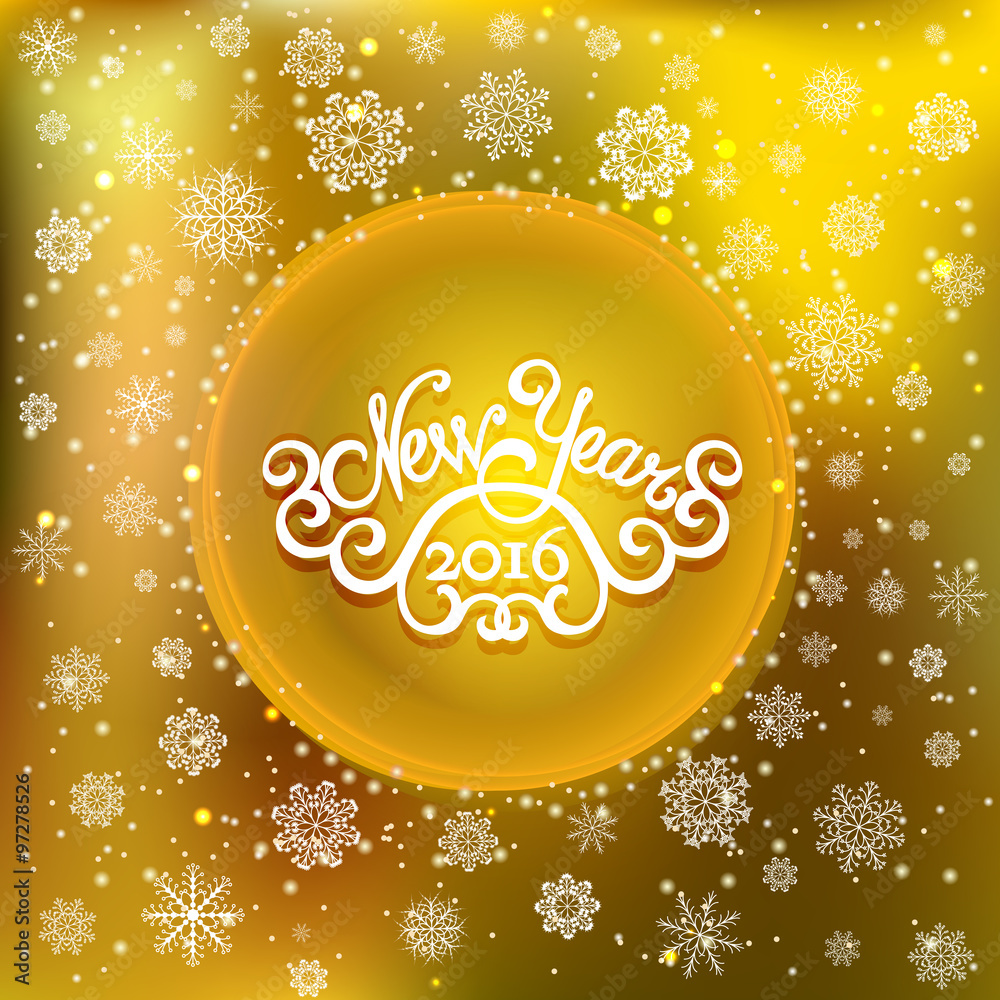 New Year  lettering  and  background with snowflakes.. Vector il