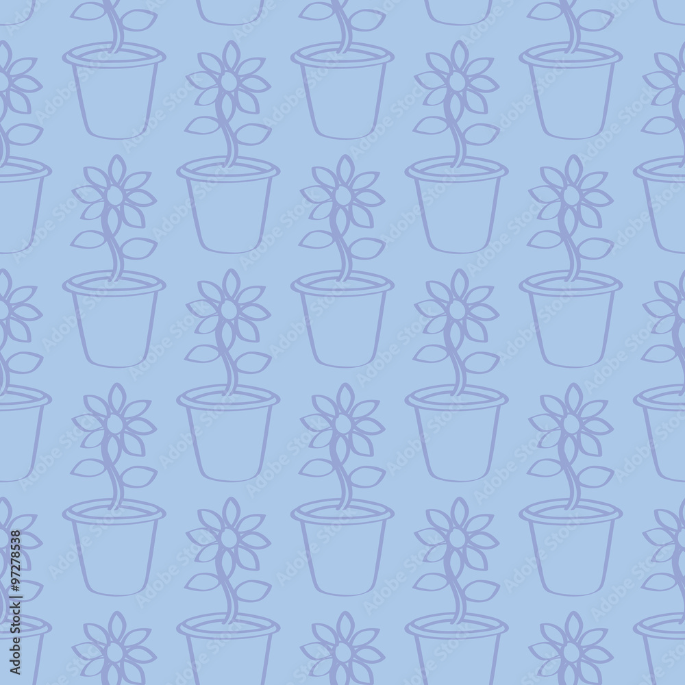 Seamless Outlined Cartoon Sunflower Background Seamless Outlined Cartoon Sunflower Background