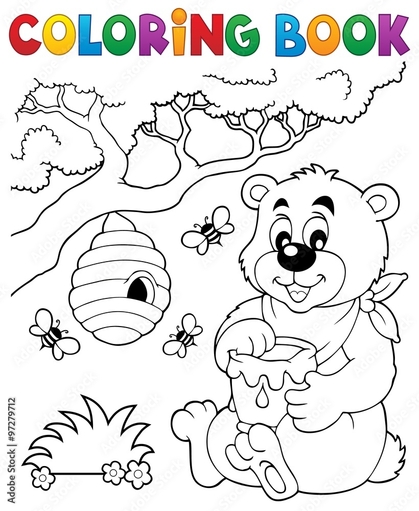 Obraz premium Coloring book bear theme 1