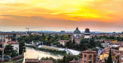 Verona at sunset in Italy
