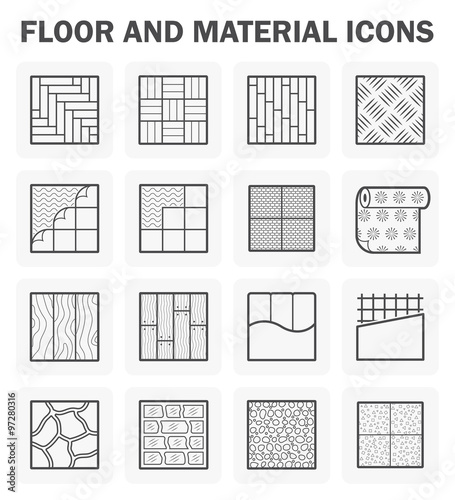 Concrete slab, floor material i.e. tile, wood, steel, carpet, linoleum, vinyl and rock or stone vector icon. Architectural material for decoration, construction interior exterior house building.