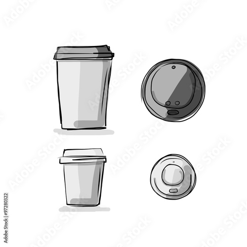Take away coffee cup, sketch for your design