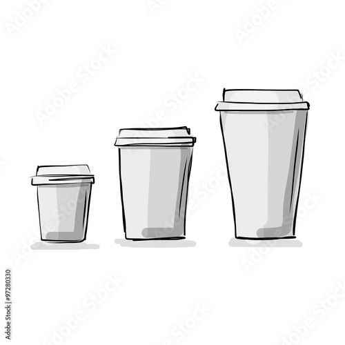 Take away coffee cups, sketch for your design