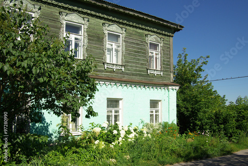 KOLOMNA, RUSSIA - Jule, 2014: Old wooden houses on the streets o