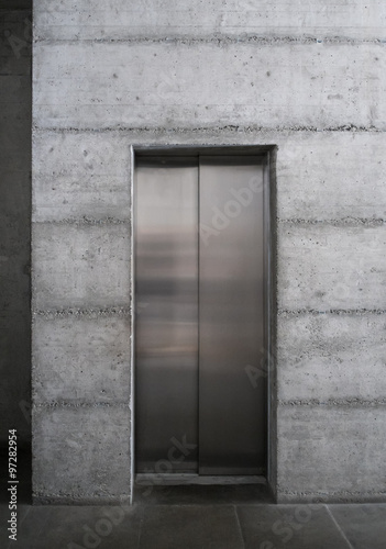 Modern elevator in a concrete building