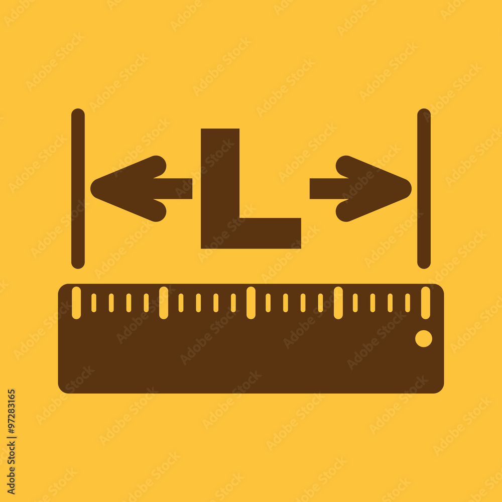 Obraz premium The length icon. Longitude, yardage, lgth symbol. Flat