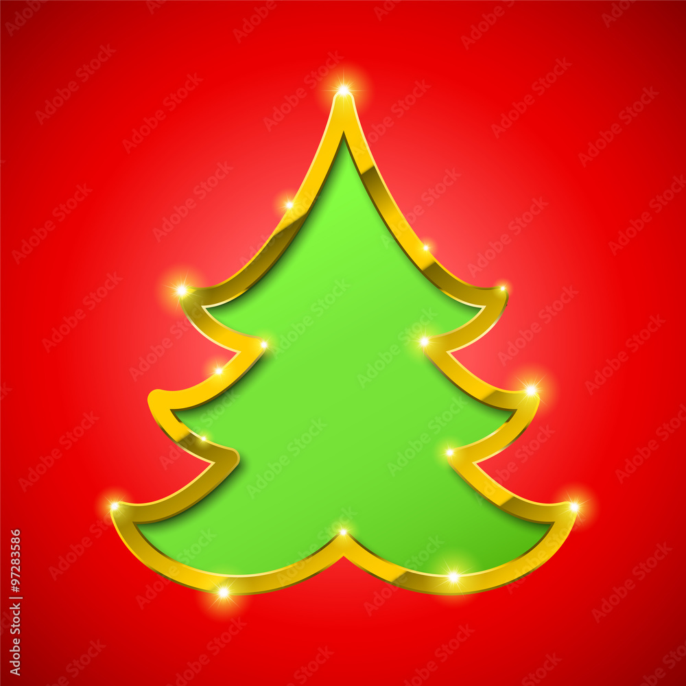Christmas tree card with golden border Christmas tree card with golden border