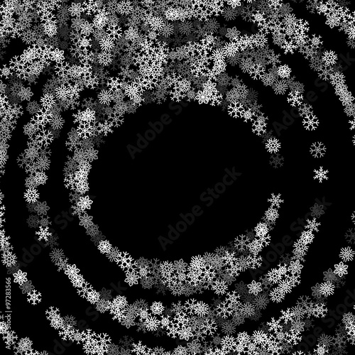 Swirl of scattered snowflakes