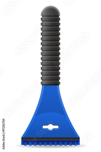scraper for cleaning car from snow and ice vector illustration