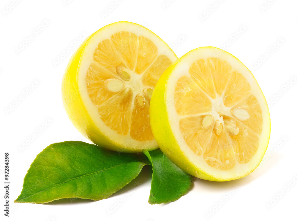 Lemon with leaf isolated on white Lemon with leaf isolated on white