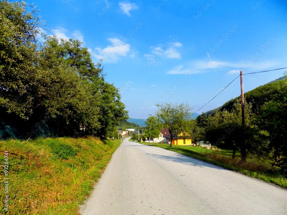 Asphalt road in village