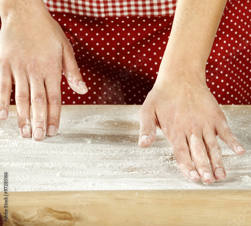 woman hands and kitchen decoration 