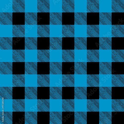 Tiled Blue and Black Flannel Pattern Illustration