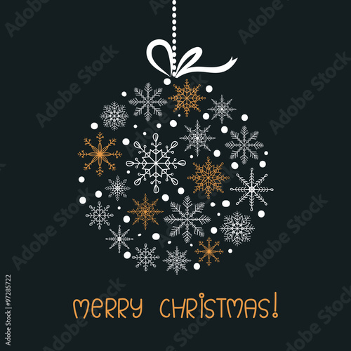 Merry Christmas background with snowflakes. Holiday vector illustration.