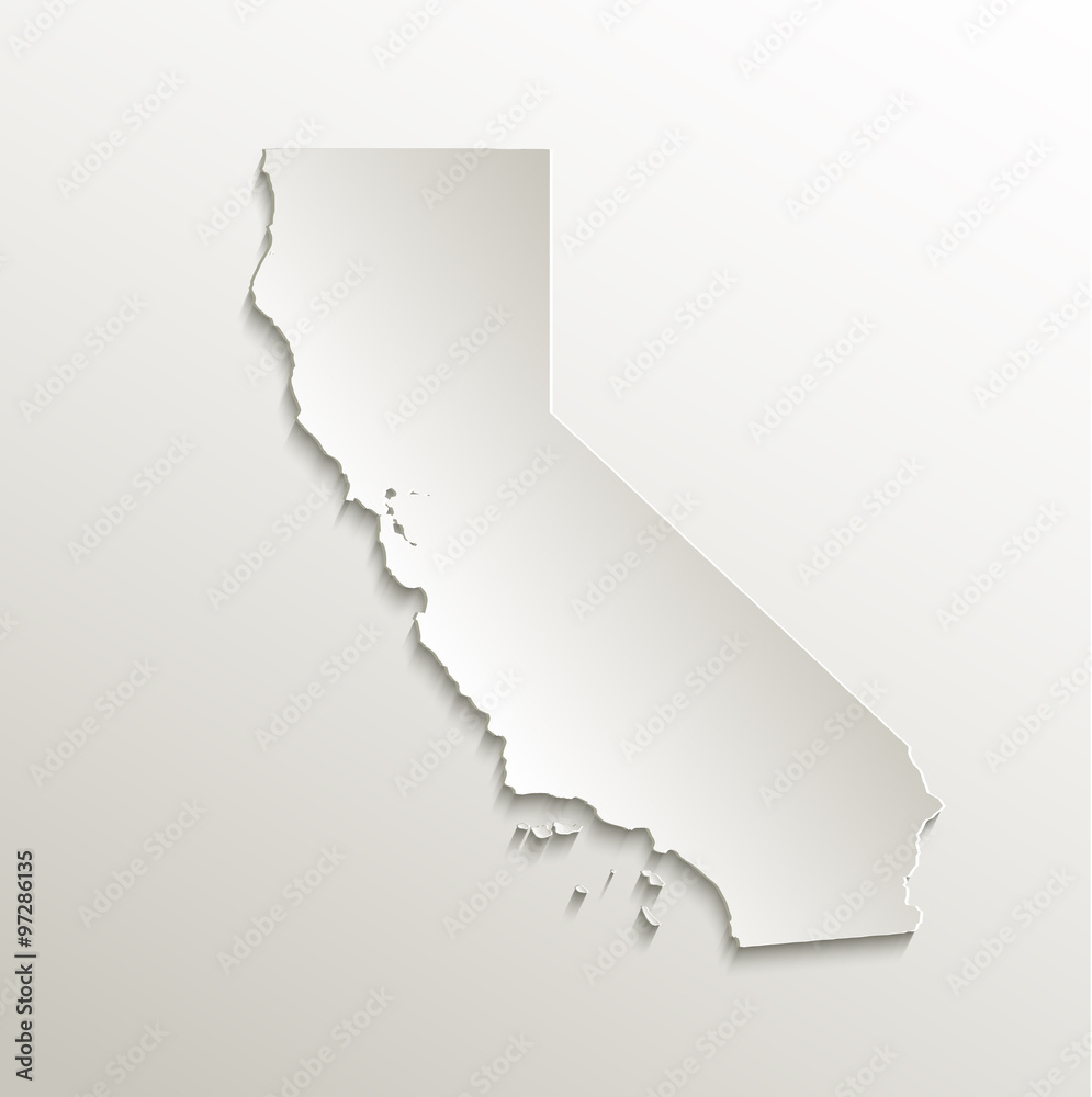 Fototapeta premium California map card paper 3D natural vector