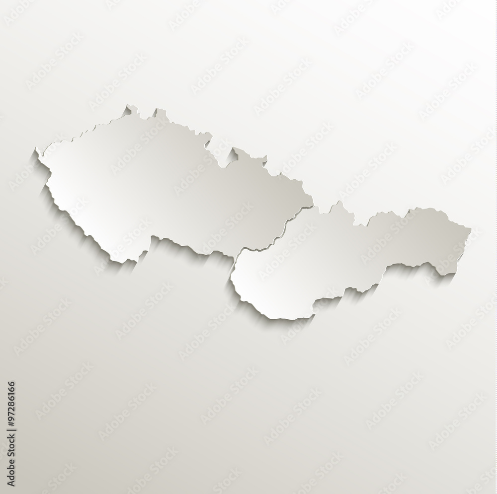 Czech Slovakia map card paper 3D natural vector Czechoslovakia separate maps