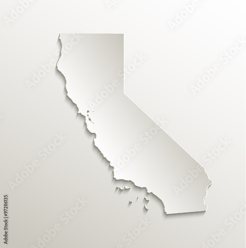California map card paper 3D natural vector
