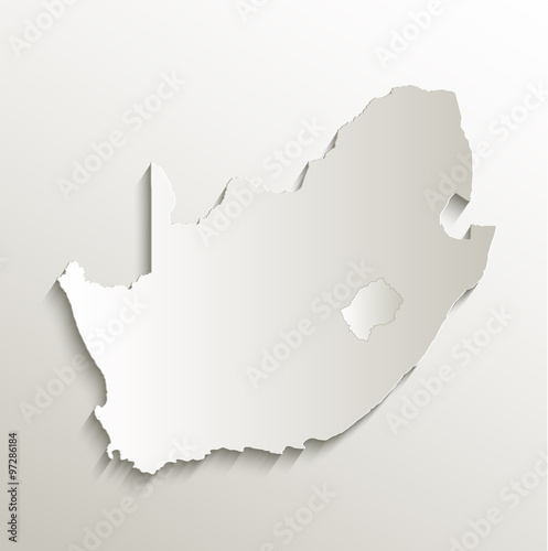 South Africa Lesotho map card paper 3D natural vector