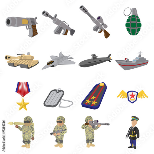 Military and war cartoon icons