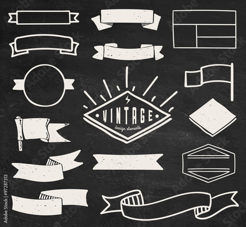 Set of chalk hipster vintage retro labels and log