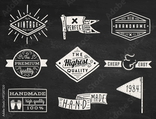 Set of chalk hipster vintage retro labels and log