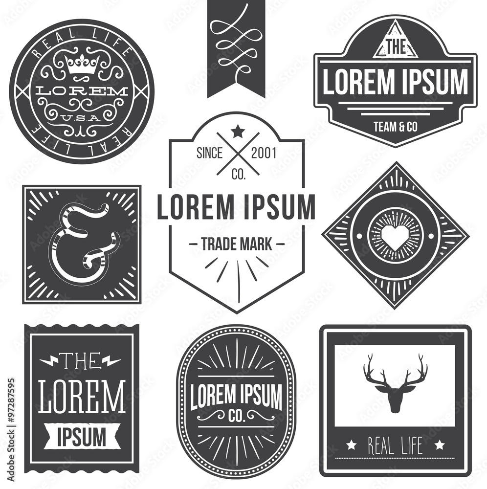 vintage hipster labels and logo