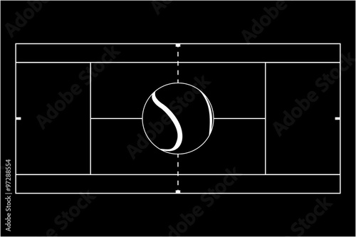 Tennis ball. Tennis court.
