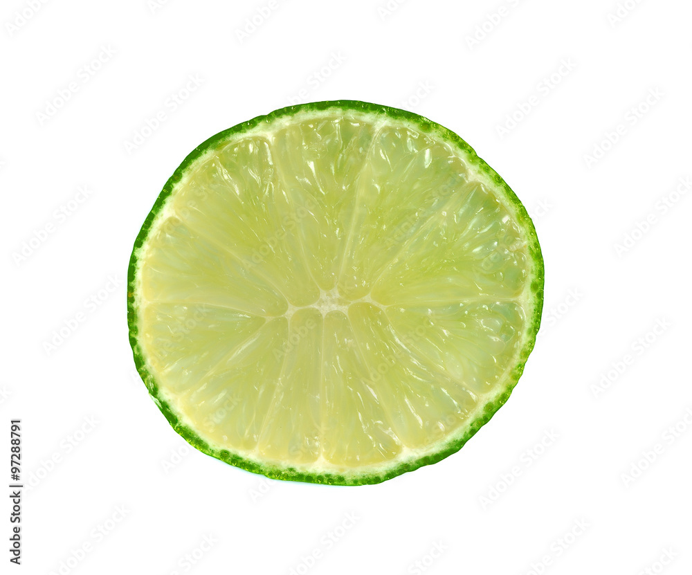 Slice of fresh lime isolated on white background Slice of fresh lime isolated on white background