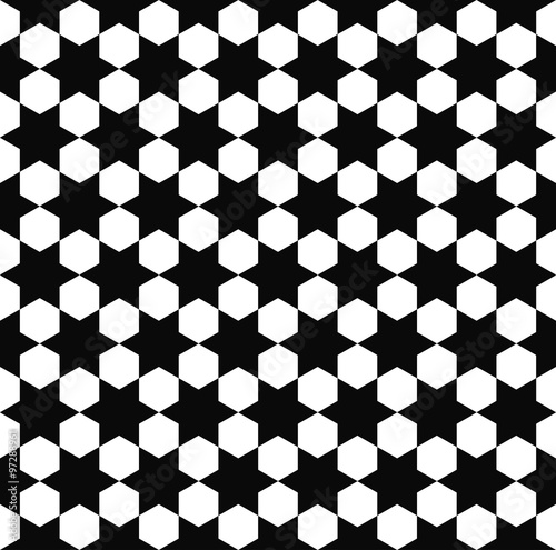 Seamless black white hexagram pattern