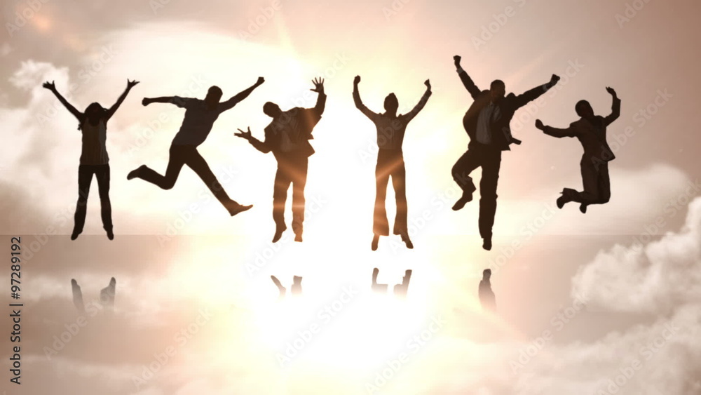 Series of jumping business people in slow motion Series of jumping business people in slow motion