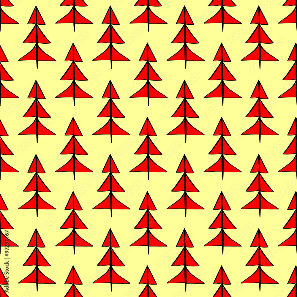 Red Christmas spruce seamless pattern Red Christmas spruce seamless pattern