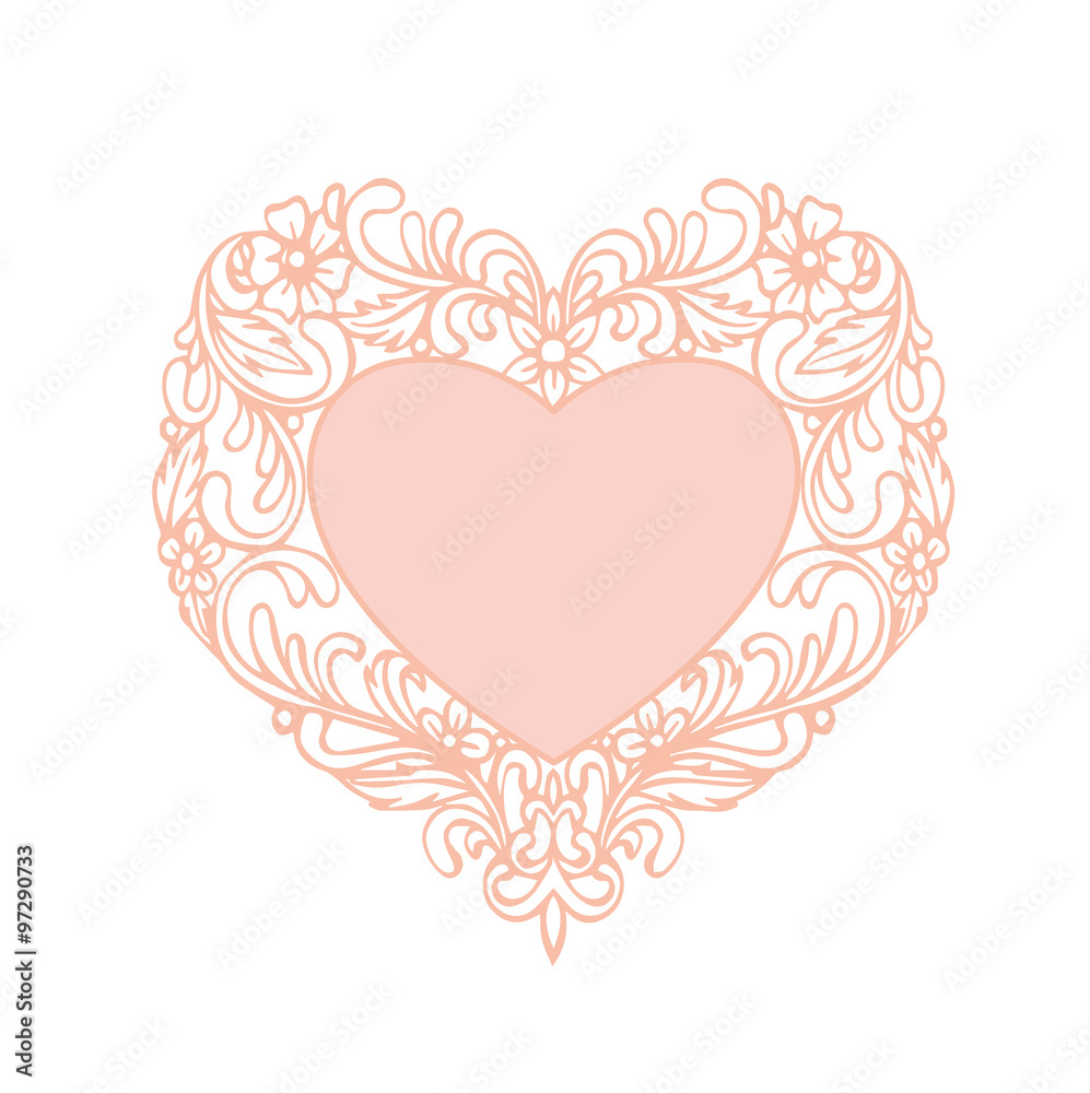 Vector of Greeting or Wedding card with White paper heart shape for background Vector of Greeting or Wedding card with White paper heart shape for background
