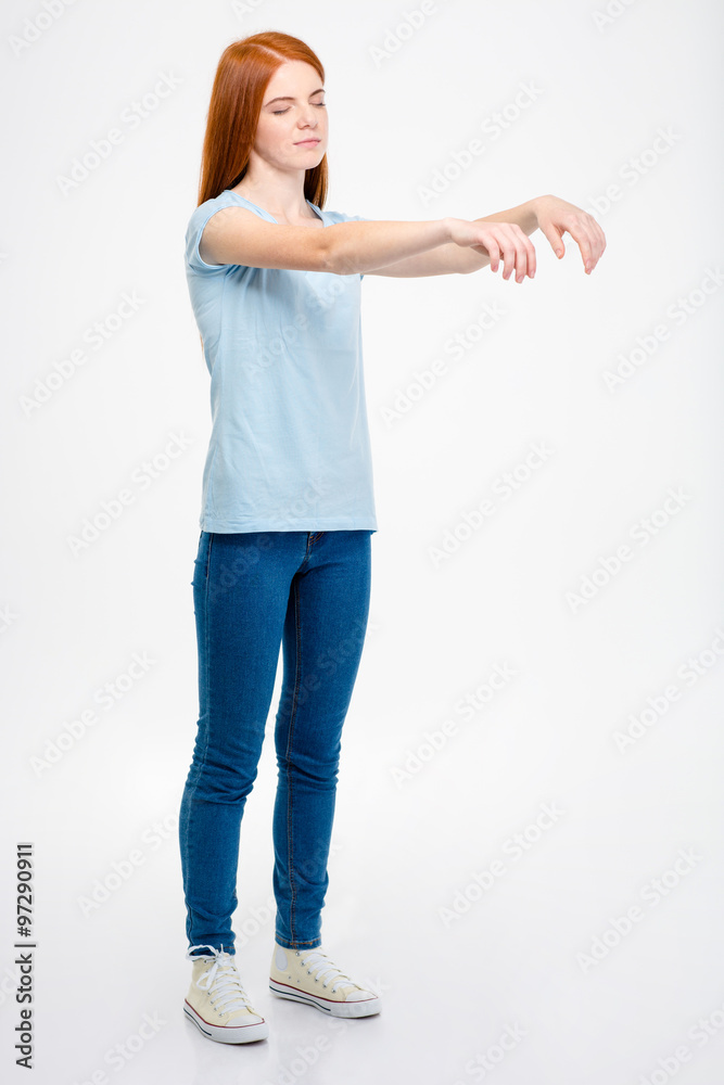 Beautiful readhead sleepwalking young woman with long red hair Beautiful readhead sleepwalking young woman with long red hair