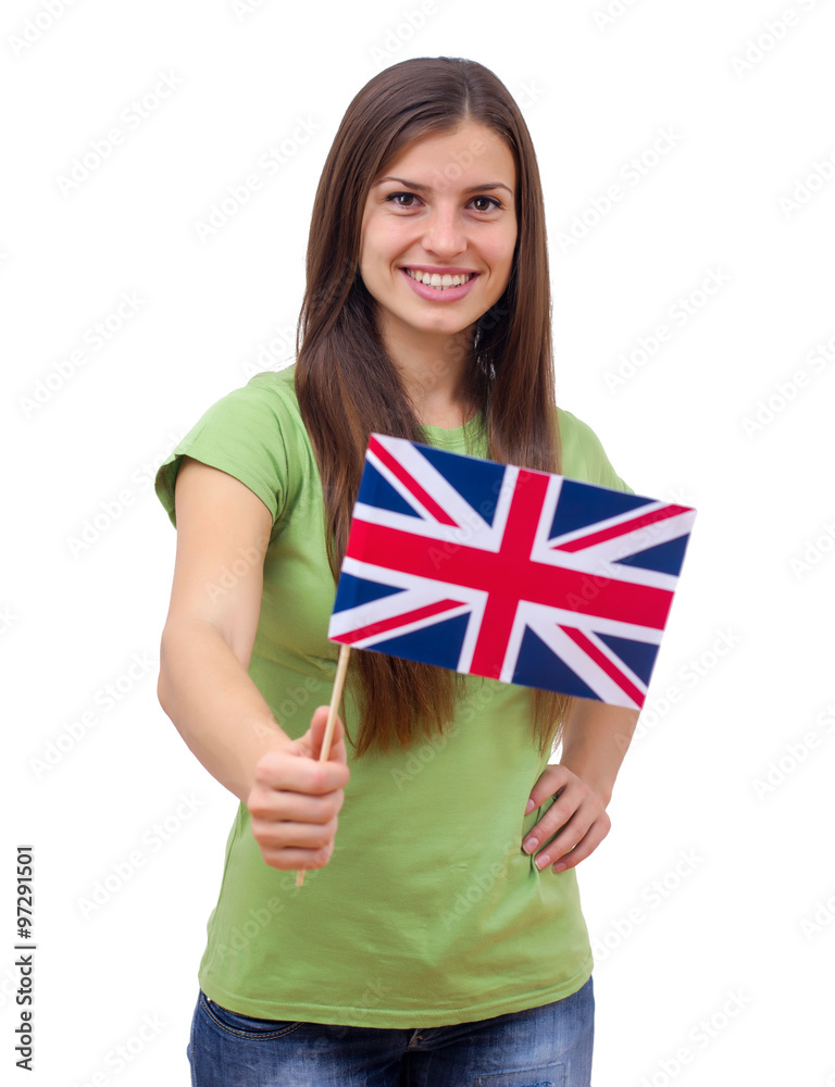Student Female With British Flag Student Female With British Flag