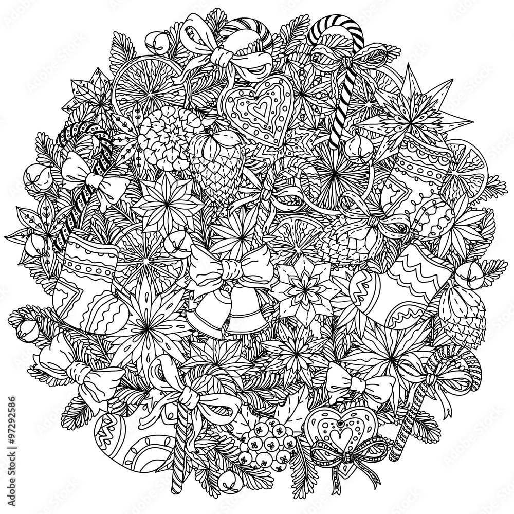 Fototapeta premium Circle Christmas balls ornament.