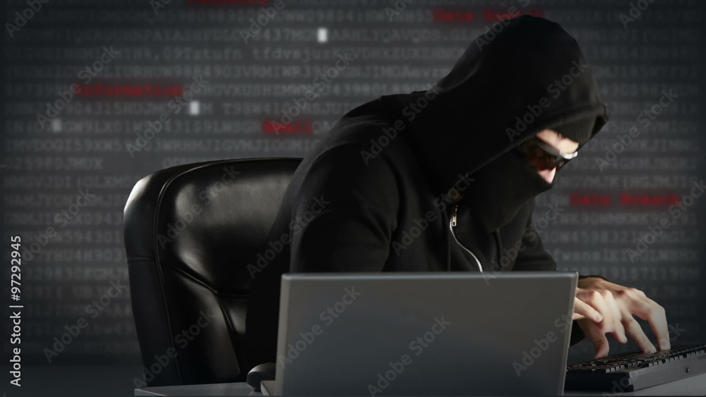 Composite video of hacker using laptop Composite video of hacker using laptop