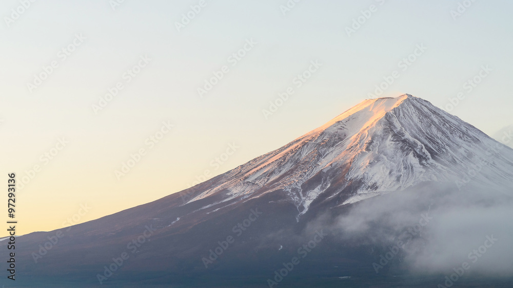 Mount fuji in autumn morning at kawaguchiko lake japan