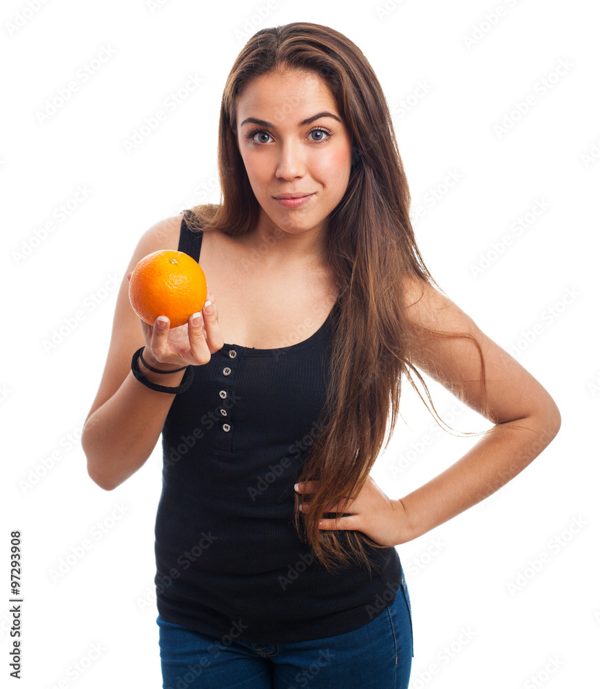 portrait of a young girl holding an orange portrait of a young girl holding an orange