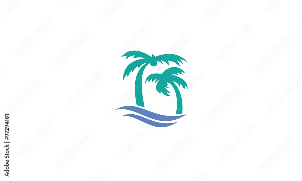 beach palm tree holiday logo
