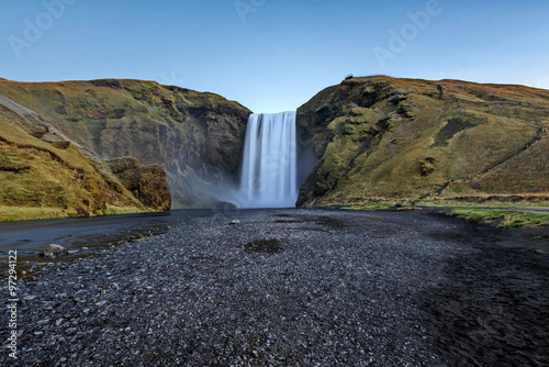 Skogafoss waterfall. Iceland. Long exposure  nature