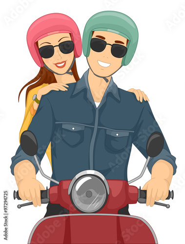 Couple Motorcycle Ride Helmets