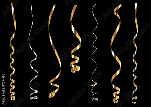 Gold and silver curling ribbons